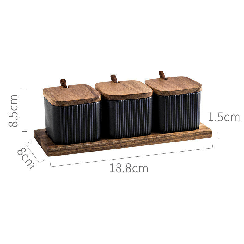Matte Ceramic Seasoning Box And Jar Set For Kitchen Storage