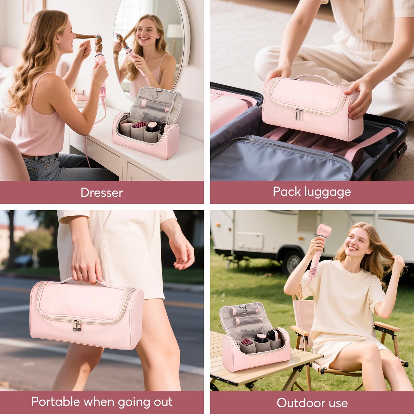 High Speed 5 In 1 Hair Dryer Hot Air Comb Set With Hair Brush Curling Iron