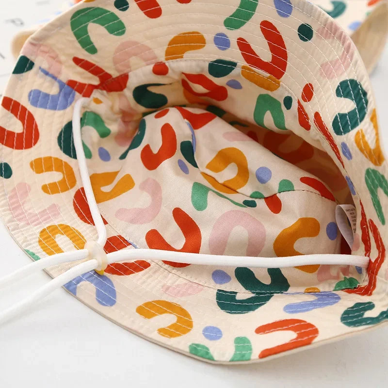 Double Sided Baby Bucket Hat Cute Letter Embroidered Fisherman Panama Cap