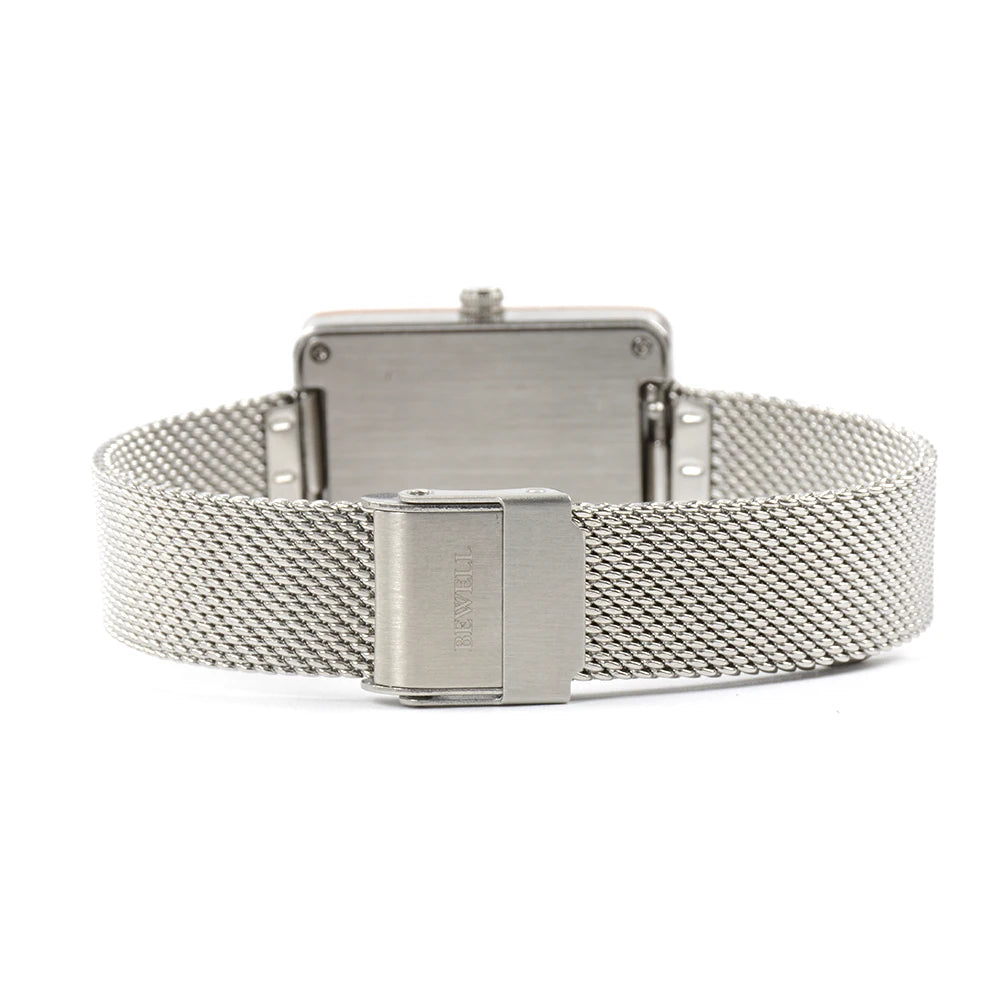 Square Ladies Quartz Watch Stainless Steel Timepiece