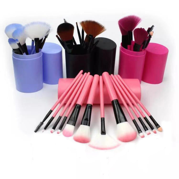 12 Piece Makeup Brush Set Blush Eyeshadow Eyelash Highlighter