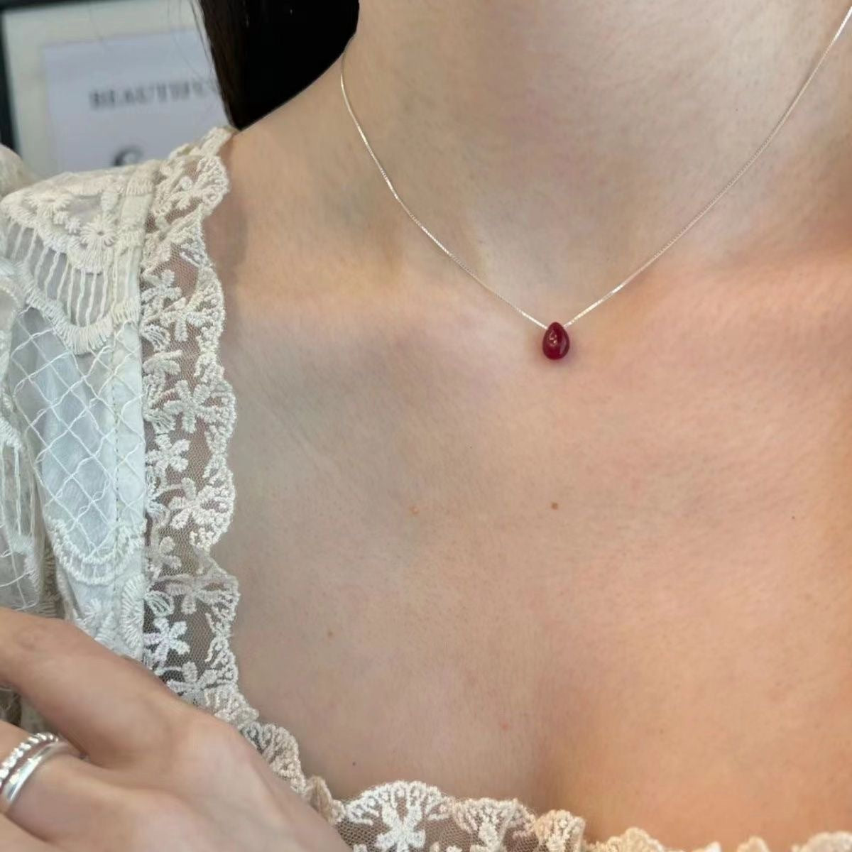 Xhdkids Water Drop Pendant Necklace For Women Copper Box Chain