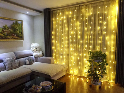 Christmas LED Curtain Lights 3x3m 304 LEDs 16 Strips For Weddings