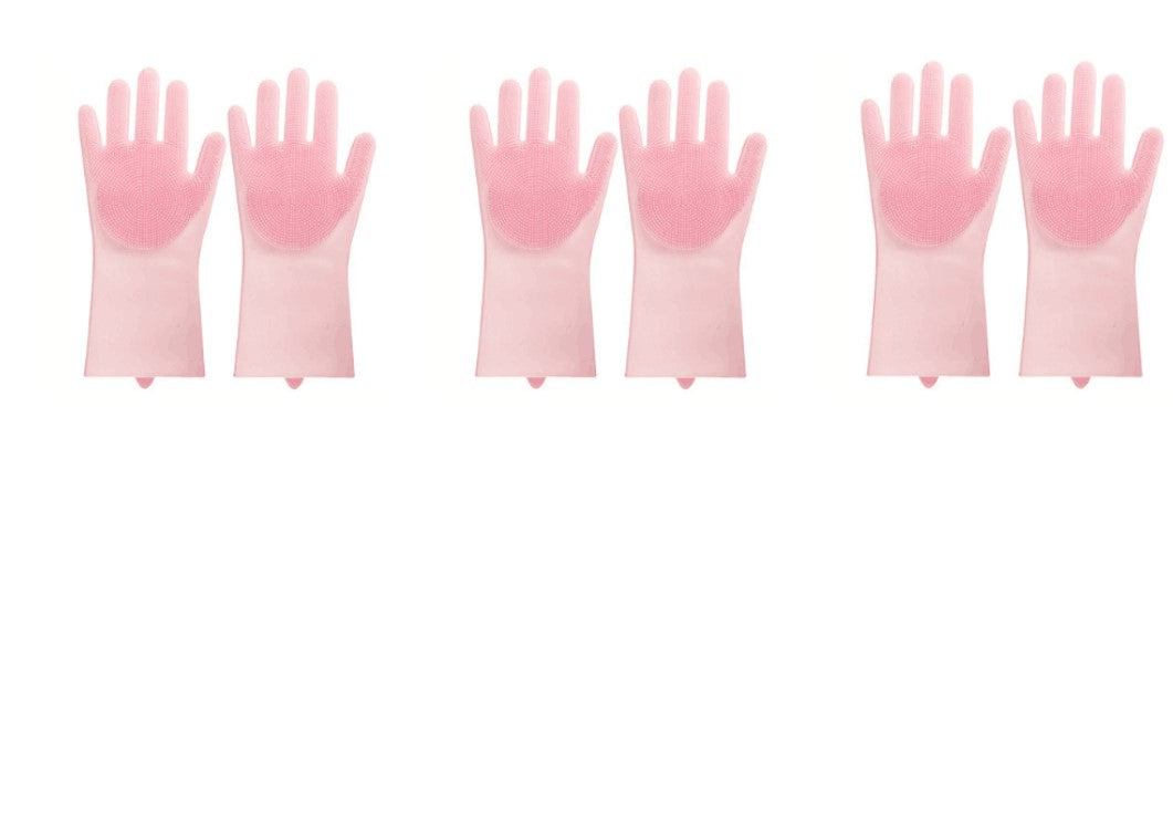 Silicone Heat Resistant Cleaning Gloves With Integrated Scrubbing