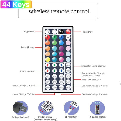 RGB LED Strip Lights 5M Flexible Tape With Controller For Room TV PC Decoration