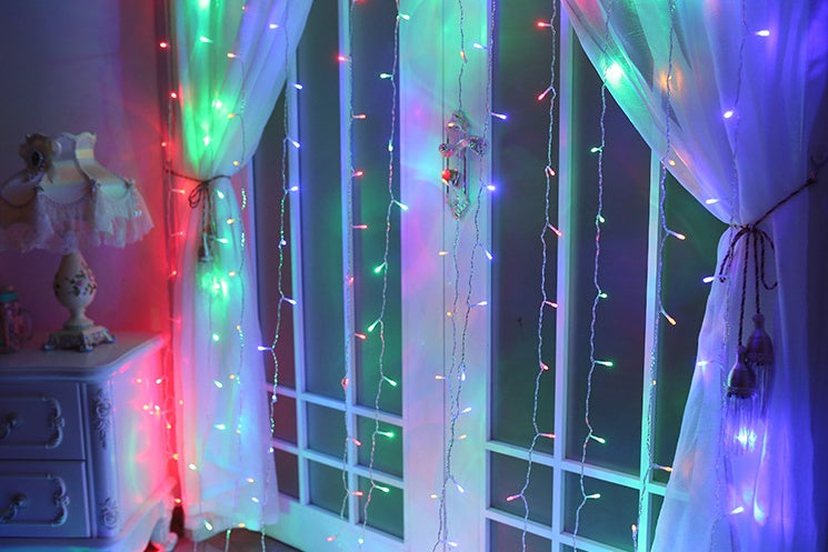 Christmas LED Curtain Lights 3x3m 304 LEDs 16 Strips For Weddings