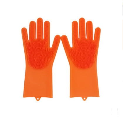 Silicone Heat Resistant Cleaning Gloves With Integrated Scrubbing