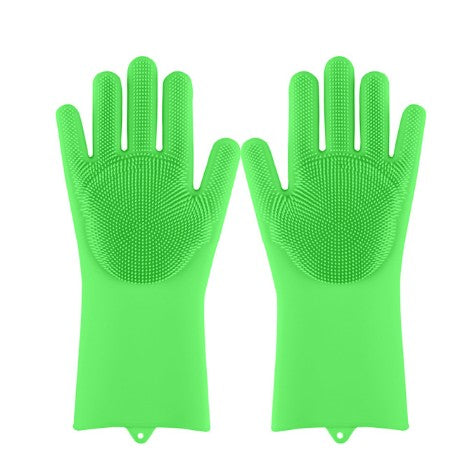 Silicone Heat Resistant Cleaning Gloves With Integrated Scrubbing