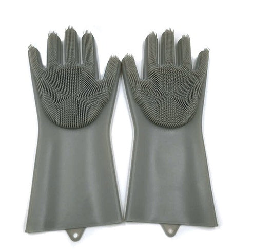 Silicone Heat Resistant Cleaning Gloves With Integrated Scrubbing