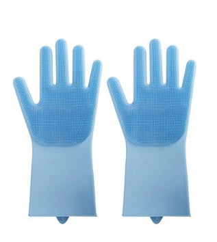 Silicone Heat Resistant Cleaning Gloves With Integrated Scrubbing