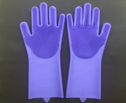 Silicone Heat Resistant Cleaning Gloves With Integrated Scrubbing