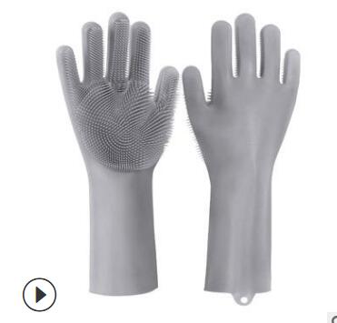Silicone Heat Resistant Cleaning Gloves With Integrated Scrubbing