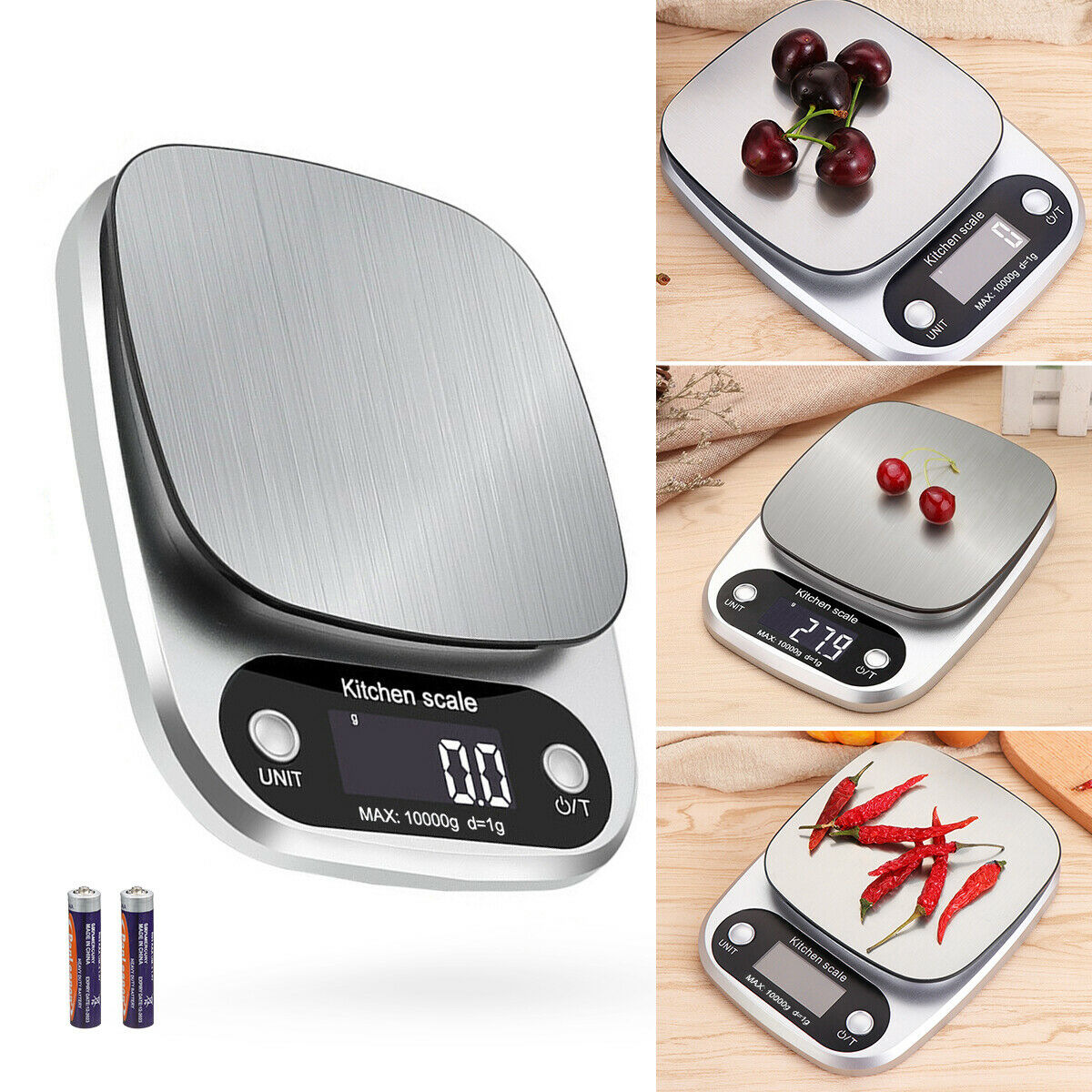 Digital Kitchen Scale – 22 lb / 10 kg Precision Stainless Steel Scale