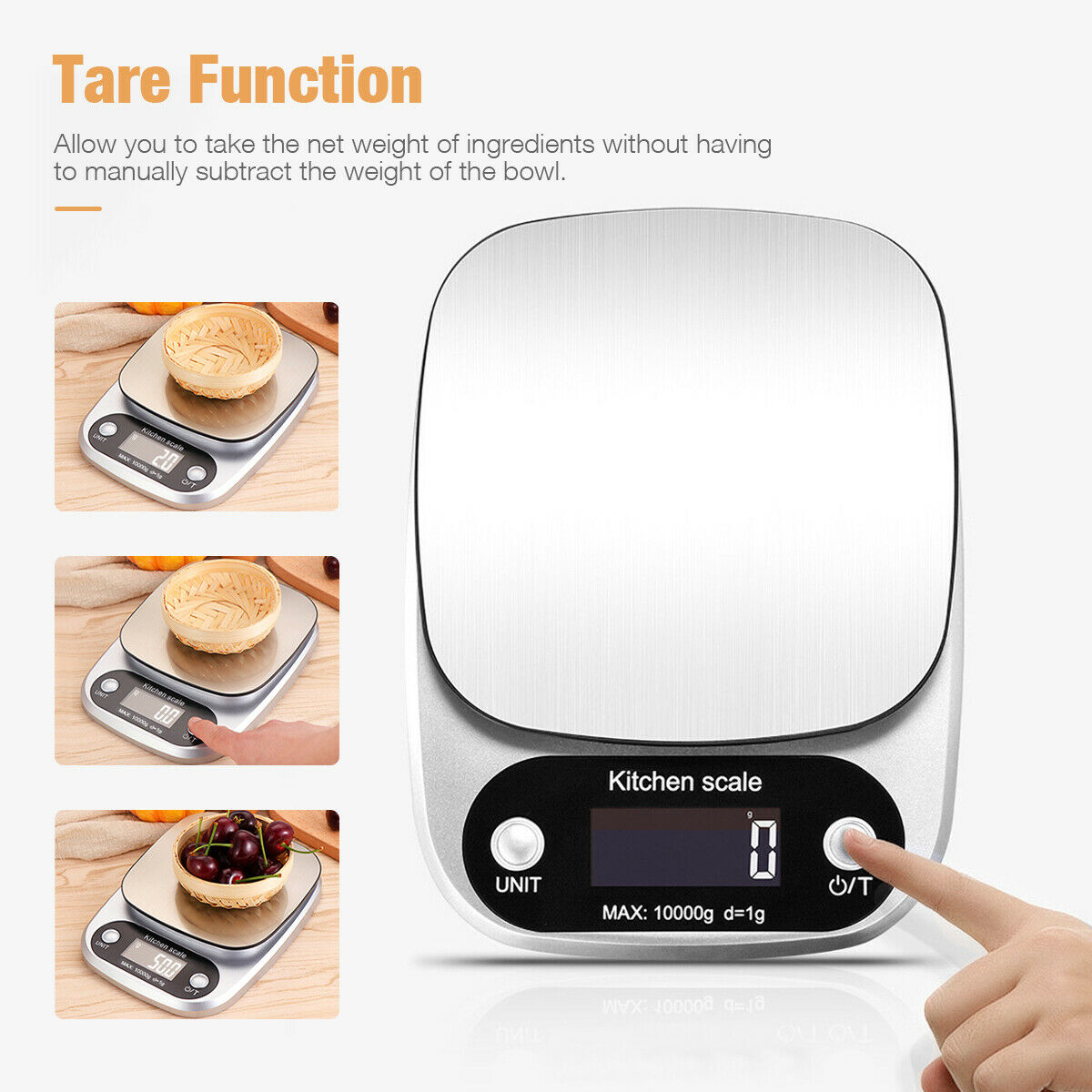 Digital Kitchen Scale – 22 lb / 10 kg Precision Stainless Steel Scale