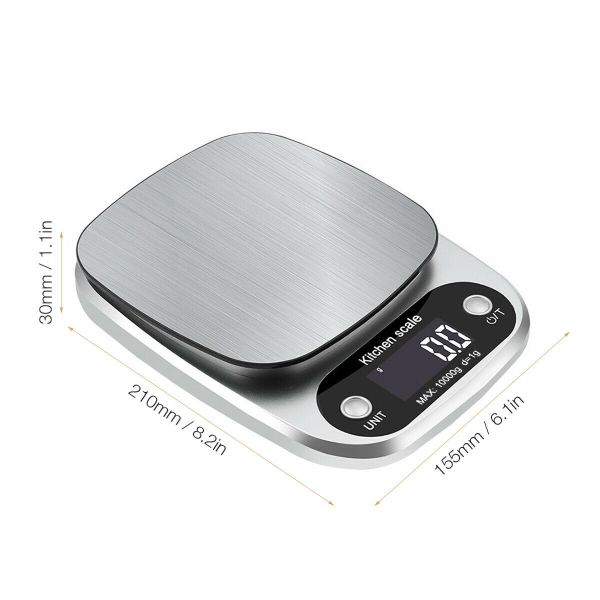 Digital Kitchen Scale – 22 lb / 10 kg Precision Stainless Steel Scale