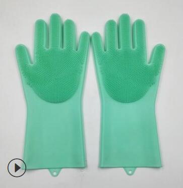 Silicone Heat Resistant Cleaning Gloves With Integrated Scrubbing