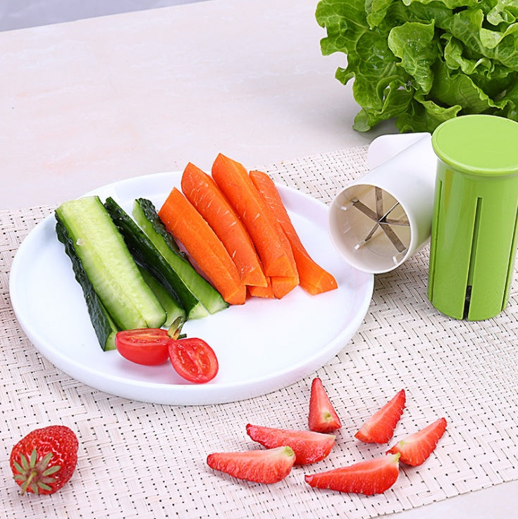 Six-Blade Stainless Steel Vegetable Cutter For Cucumber, Carrot, Strawberry &amp; More