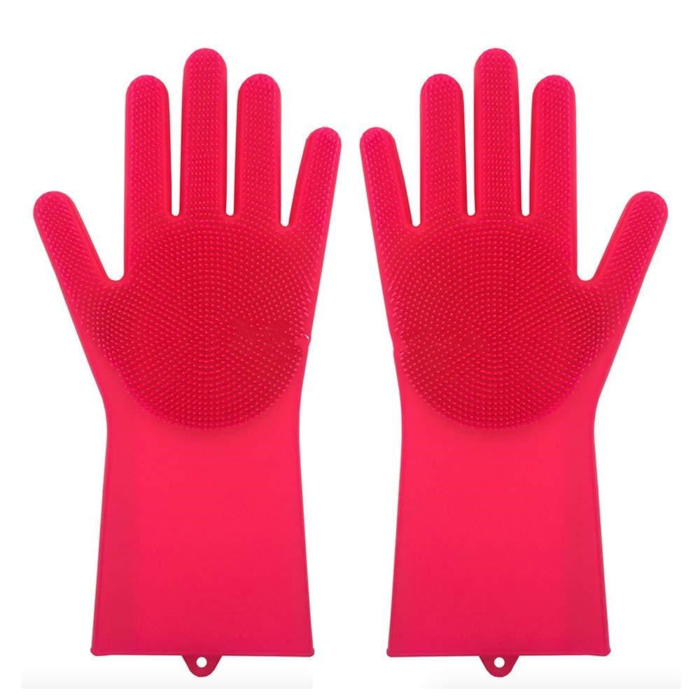 Silicone Heat Resistant Cleaning Gloves With Integrated Scrubbing