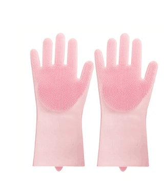Silicone Heat Resistant Cleaning Gloves With Integrated Scrubbing
