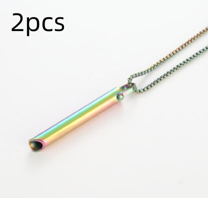 Adjustable Decompression Necklace Titanium Steel Pendant With Square Pearl Chain