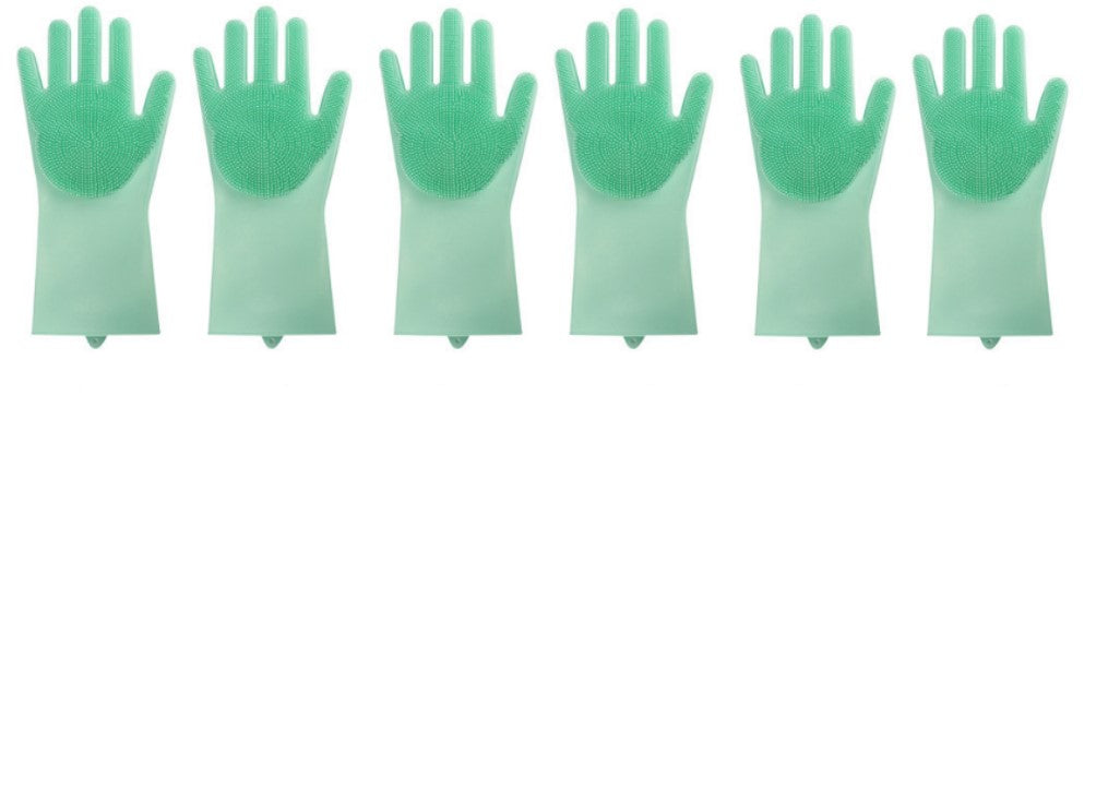 Silicone Heat Resistant Cleaning Gloves With Integrated Scrubbing