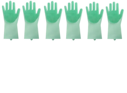 Silicone Heat Resistant Cleaning Gloves With Integrated Scrubbing