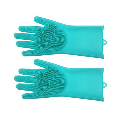 Silicone Heat Resistant Cleaning Gloves With Integrated Scrubbing