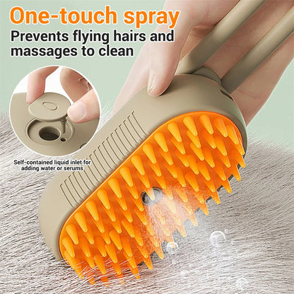 3-In-1 Electric Steam Pet Brush for Cats &amp; Dogs – Grooming, Detangling &amp; Hair Removal