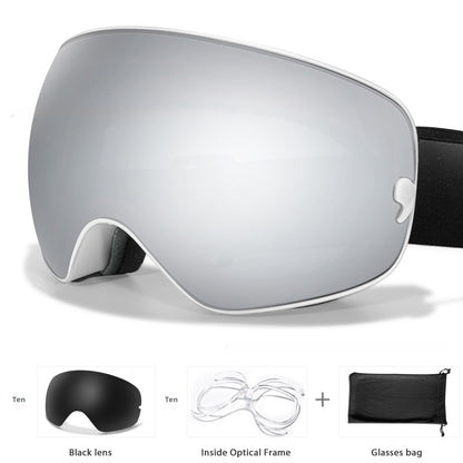 Anti Fog Myopia Ski Goggles For Adults Large Spherical Eye Protection