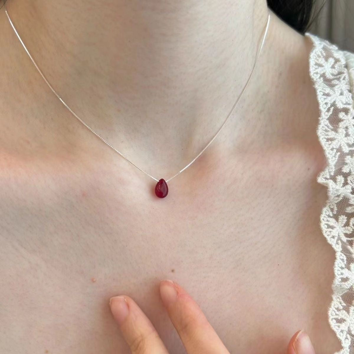 Xhdkids Water Drop Pendant Necklace For Women Copper Box Chain