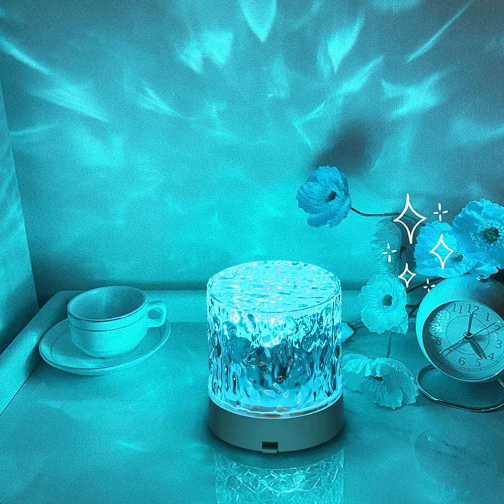Crystal Water Ripple Projector Lamp Night Light for Home Decor and Bedroom