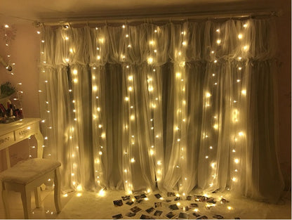 Christmas LED Curtain Lights 3x3m 304 LEDs 16 Strips For Weddings