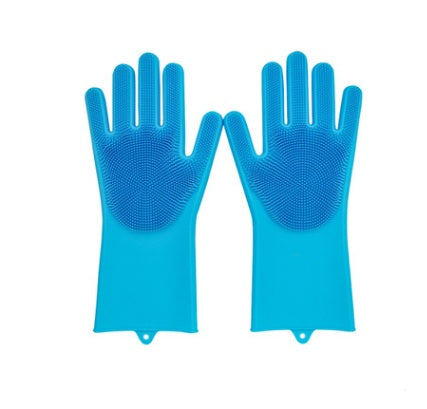 Silicone Heat Resistant Cleaning Gloves With Integrated Scrubbing