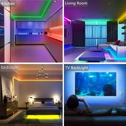 RGB LED Strip Lights 5M Flexible Tape With Controller For Room TV PC Decoration