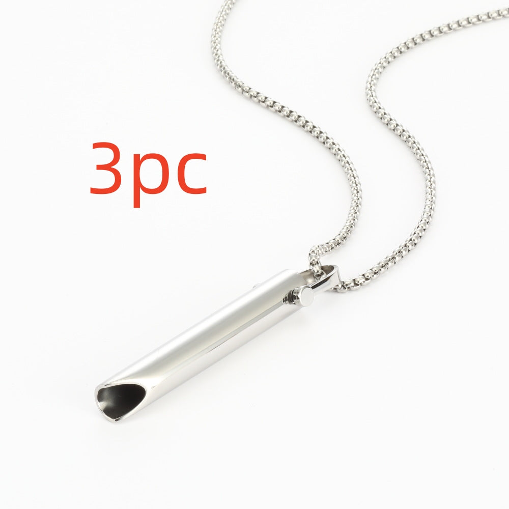 Adjustable Decompression Necklace Titanium Steel Pendant With Square Pearl Chain