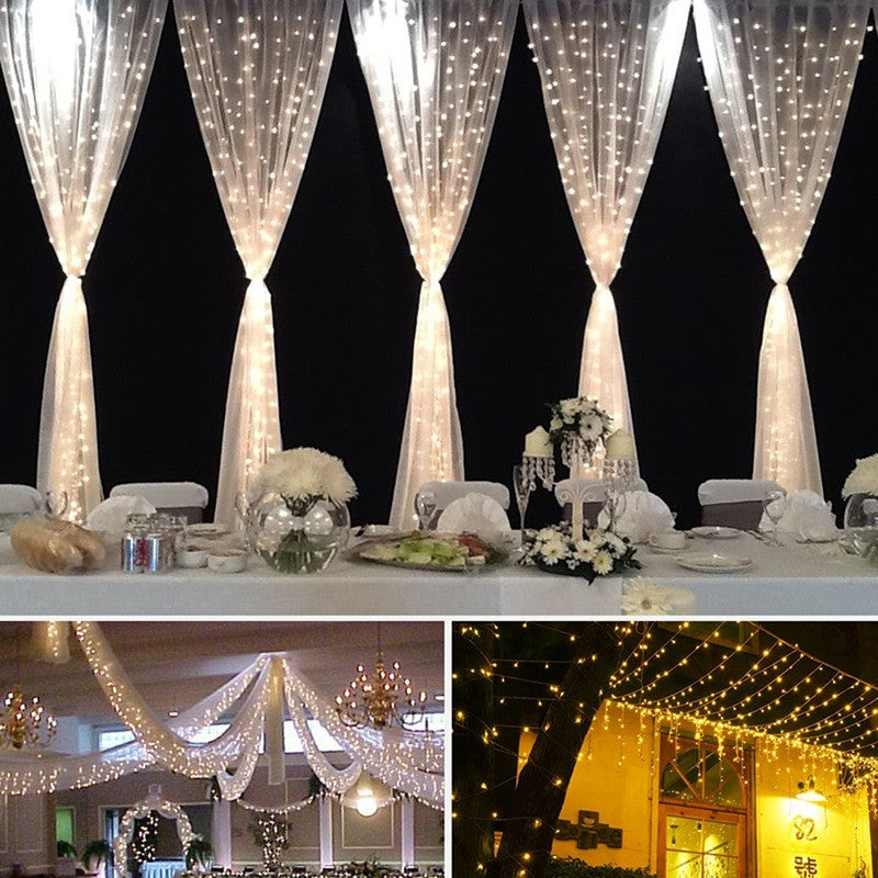 Christmas LED Curtain Lights 3x3m 304 LEDs 16 Strips For Weddings