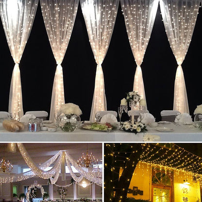 Christmas LED Curtain Lights 3x3m 304 LEDs 16 Strips For Weddings
