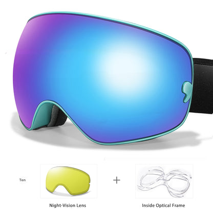 Anti Fog Myopia Ski Goggles For Adults Large Spherical Eye Protection