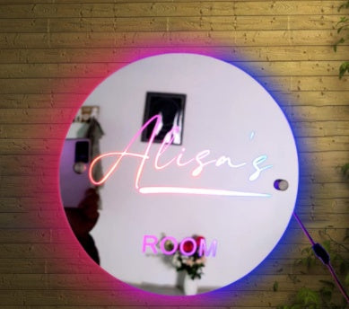 Personalized Name LED Mirror Light For Bedroom Wall Gifts 40x20cm