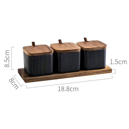 Matte Ceramic Seasoning Box And Jar Set For Kitchen Storage