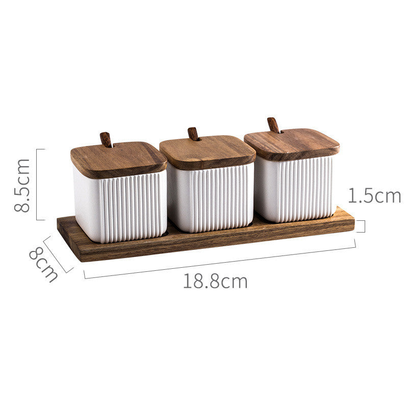 Matte Ceramic Seasoning Box And Jar Set For Kitchen Storage