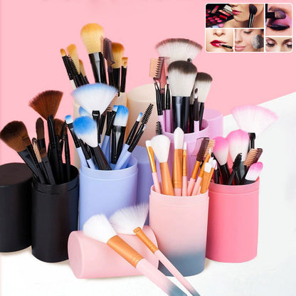 12 Piece Makeup Brush Set Blush Eyeshadow Eyelash Highlighter