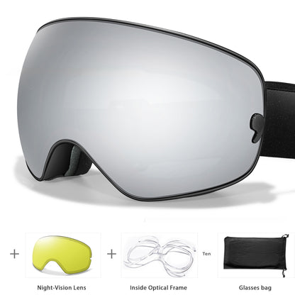 Anti Fog Myopia Ski Goggles For Adults Large Spherical Eye Protection