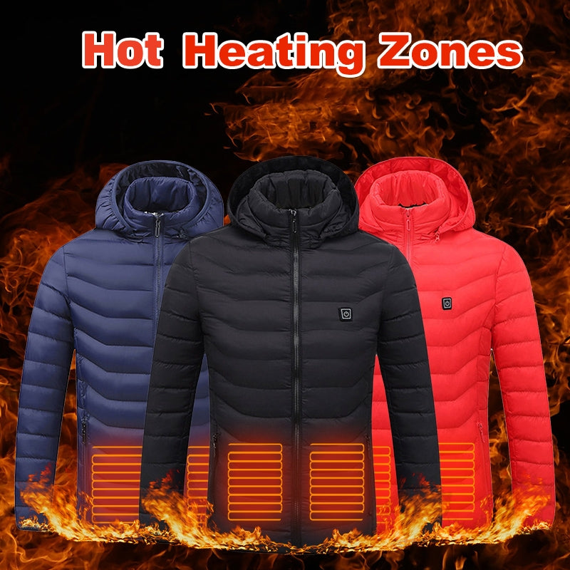 Men’s USB Heated Jacket – Electric Thermal Coat with 3 Heat Levels, Lightweight Windproof Winter Wea