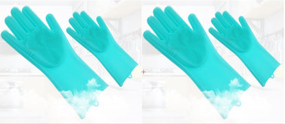 Silicone Heat Resistant Cleaning Gloves With Integrated Scrubbing