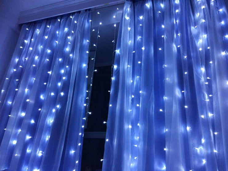 Christmas LED Curtain Lights 3x3m 304 LEDs 16 Strips For Weddings