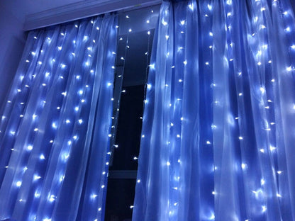 Christmas LED Curtain Lights 3x3m 304 LEDs 16 Strips For Weddings