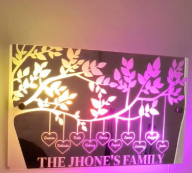 Personalized Name LED Mirror Light For Bedroom Wall Gifts 40x20cm