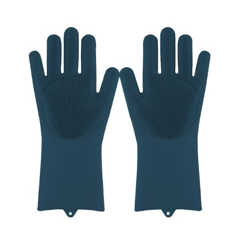 Silicone Heat Resistant Cleaning Gloves With Integrated Scrubbing