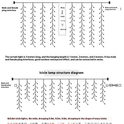 LED Ice Cone Roof Decorative Lights 3m 4m 5m IP44 Pure White